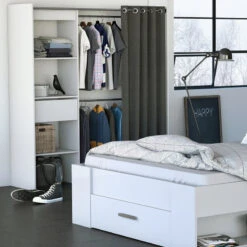 Demeyere Dressing Extensible Blanc Perle Avec Rideau Taupe 8 Demeyere Dressing Extensible Blanc Perle Avec Rideau Taupe -ATMOSPHERA Soldes Boutique armoire placard extensible avec rideau blanc perle 2