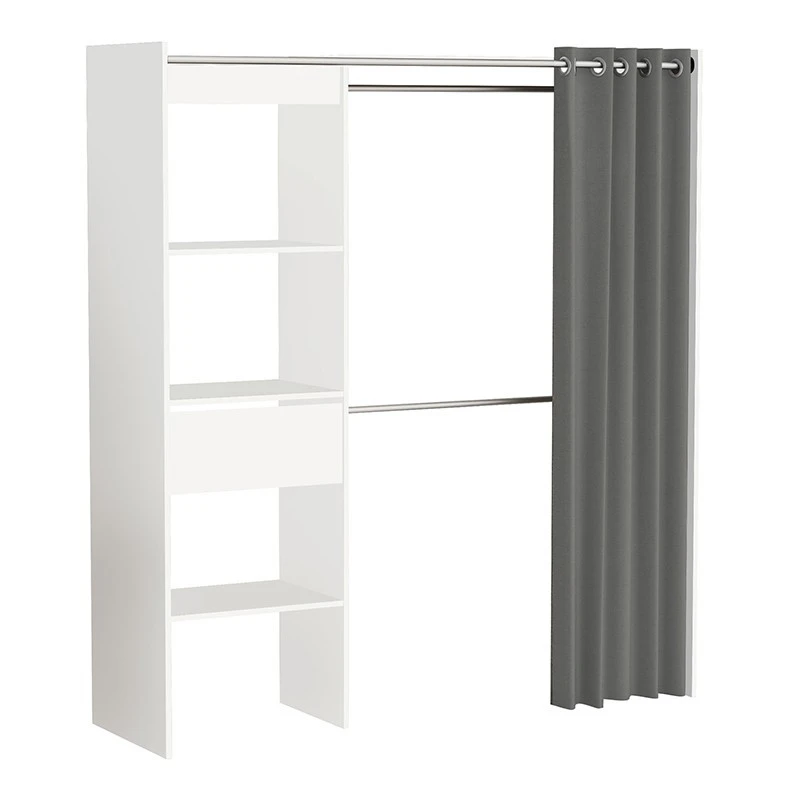 Demeyere Dressing Extensible Blanc Perle Avec Rideau Taupe 1 Demeyere Dressing Extensible Blanc Perle Avec Rideau Taupe