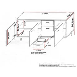Bahut 3 Portes 3 Tiroirs Wiva -ATMOSPHERA Soldes Boutique bahut 3 portes 3 tiroirs wiva 1 3