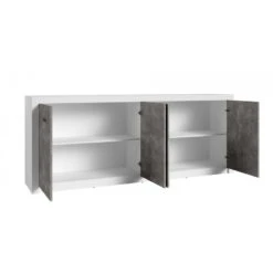 Bahut 4 Portes Blanc Et Gris Béton Gent -ATMOSPHERA Soldes Boutique bahut 4 portes blanc gris beton gent 2