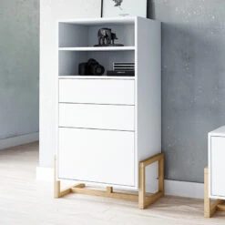 Buffet Haut 2 Tiroirs 1 Porte Oslo Blanc -ATMOSPHERA Soldes Boutique buffet haut 2 tiroirs 1 porte oslo blanc 4