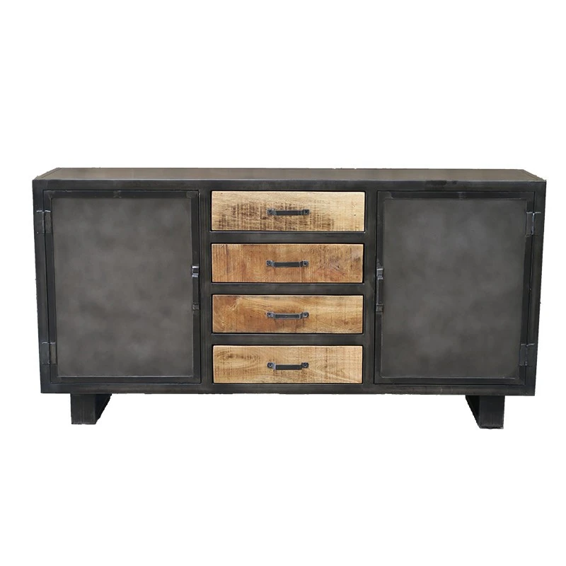 Buffet Métal Et Bois Jodhpur 2 Portes 4 Tiroirs 1 Buffet Métal Et Bois Jodhpur 2 Portes 4 Tiroirs