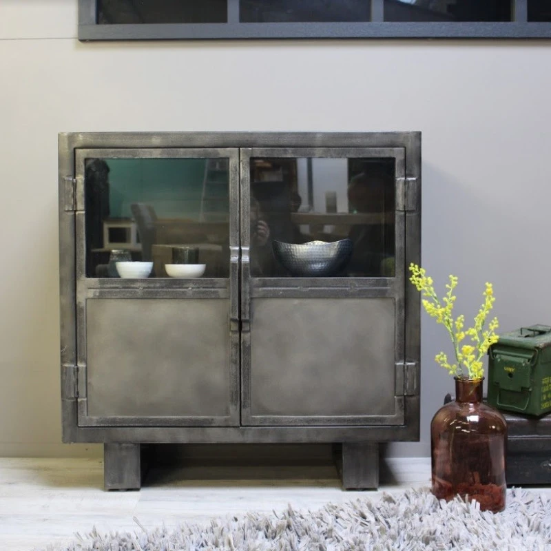 Buffet Métal Noir Jodhpur 2 Portes 2 Buffet Métal Noir Jodhpur 2 Portes – Image 2