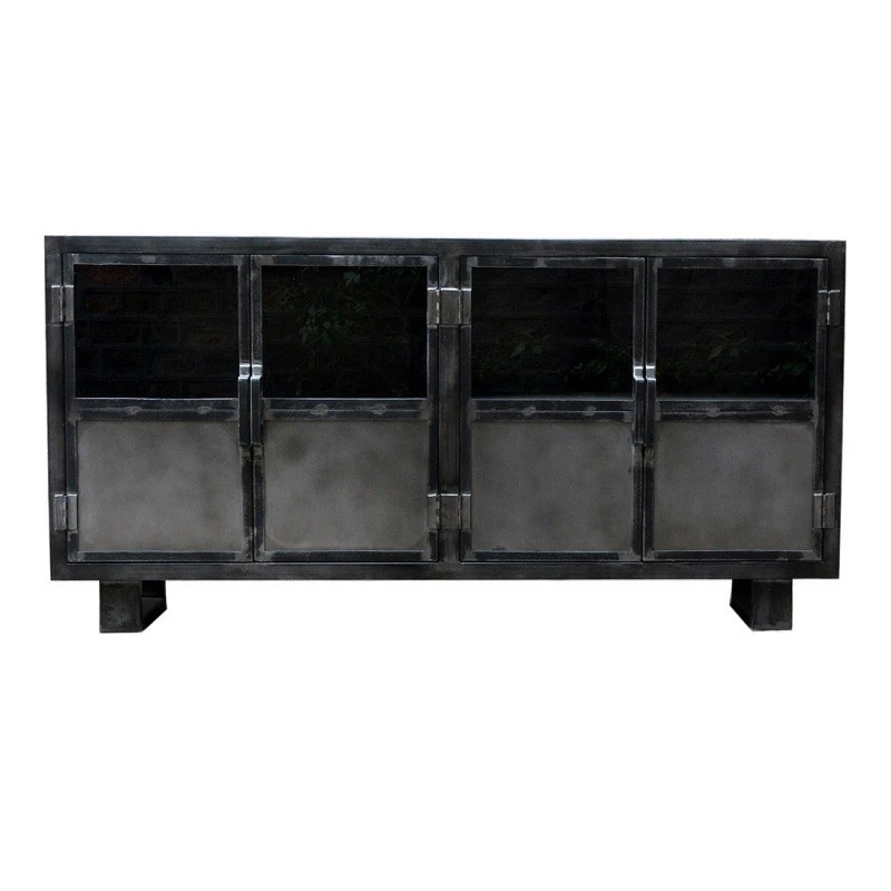 Buffet Métal Noir Jodhpur 4 Portes 2 Buffet Métal Noir Jodhpur 4 Portes – Image 2