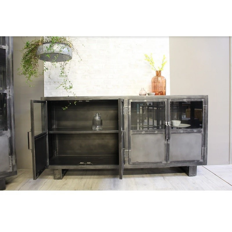 Buffet Métal Noir Jodhpur 4 Portes 3 Buffet Métal Noir Jodhpur 4 Portes – Image 3