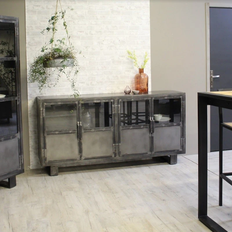 Buffet Métal Noir Jodhpur 4 Portes 4 Buffet Métal Noir Jodhpur 4 Portes – Image 4