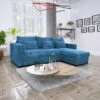 Canapé D'angle Joe Gauche Ou Droite Bleu Convertible Lit