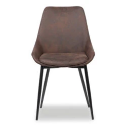 Chaise Mirano Coloris Brun Acier Microfibre -ATMOSPHERA Soldes Boutique chaise mirano coloris brun 1 3