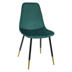 Chaise Velours Vert Pieds Gold Tyka Atmosphera