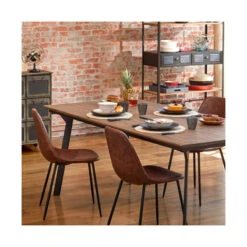 Chaise Vladi Effet Cuir Marron Atmosphera -ATMOSPHERA Soldes Boutique chaise vladi effet cuir marron atmosphera 4