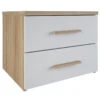 Demeyere Chevet 2 Tiroirs Blanc Et Naturel Lena -ATMOSPHERA Soldes Boutique chevet 2 tiroirs blanc et naturel lena