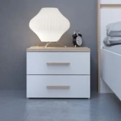 Demeyere Chevet 2 Tiroirs Blanc Et Naturel Lena -ATMOSPHERA Soldes Boutique chevet 2 tiroirs blanc et naturel lena 2