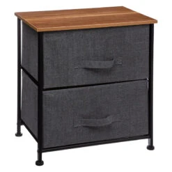 Chevet 2 Tiroirs Tissus Gris Foncé 5Five