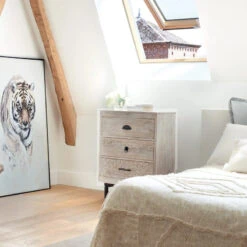 Chevet 3 Tiroirs Bois Blanchi Ajay Atmosphera -ATMOSPHERA Soldes Boutique chevet 3 tiroirs bois blanchi ajay atmosphera 3