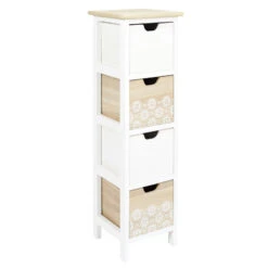 Chiffonnier 4 Tiroirs Chic Naturel Et Blanc