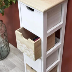 Chiffonnier 4 Tiroirs Chic Naturel Et Blanc -ATMOSPHERA Soldes Boutique chiffonnier 4 tiroirs chic naturel et blanc 1 2