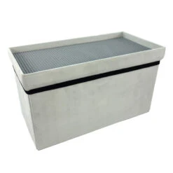 Coffre Blanc Pliable Gris Compatible Briques -ATMOSPHERA Soldes Boutique coffre blanc pliable gris compatible briques 1 2