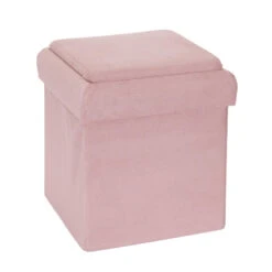 Coffre Pouf Pliable Rose Compatible Briques -ATMOSPHERA Soldes Boutique coffre pouf pliable rose compatible briques 1 2