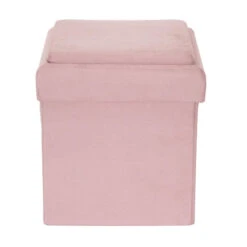 Coffre Pouf Pliable Rose Compatible Briques -ATMOSPHERA Soldes Boutique coffre pouf pliable rose compatible briques 1 4