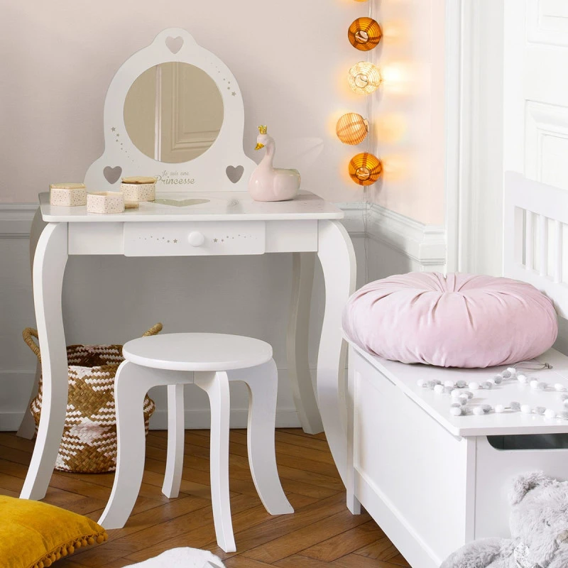 Coiffeuse Avec Tabouret Enfant Blanc Atmosphera 2 Coiffeuse Avec Tabouret Enfant Blanc Atmosphera – Image 2