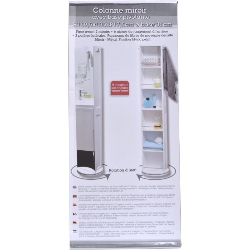 Colonne Pivotante Blanche Avec Miroir Et Niches 3 Colonne Pivotante Blanche Avec Miroir Et Niches – Image 3