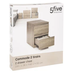 Chevet 2 Tiroirs 38 Cm Dolo Naturel 5five -ATMOSPHERA Soldes Boutique commode 2 tiroirs 38 cm naturel 5five 3