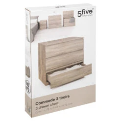 Commode 3 Tiroirs 78 Cm Dolo Naturel 5five -ATMOSPHERA Soldes Boutique commode 3 tiroirs 78 cm naturel 5five 2