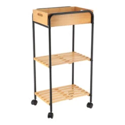 Desserte 1 Niche + 2 Niveaux Bambou/noir