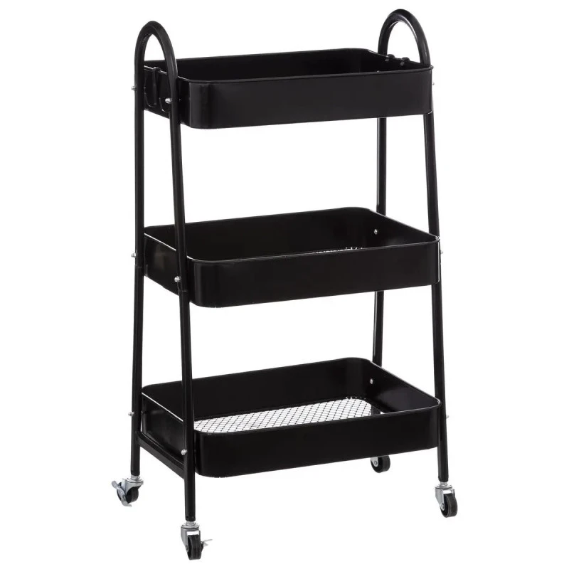 Desserte 3 Niveaux à Roulettes Métal Noir 5Five 1 Desserte 3 Niveaux à Roulettes Métal Noir 5Five