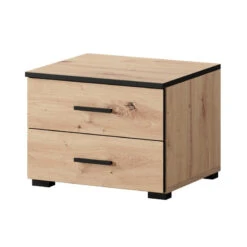Ensemble De 2 Chevets 2 Tiroirs Nantes Noir Et Bois -ATMOSPHERA Soldes Boutique ensemble de 2 chevets 2 tiroirs nantes noir et bois 3