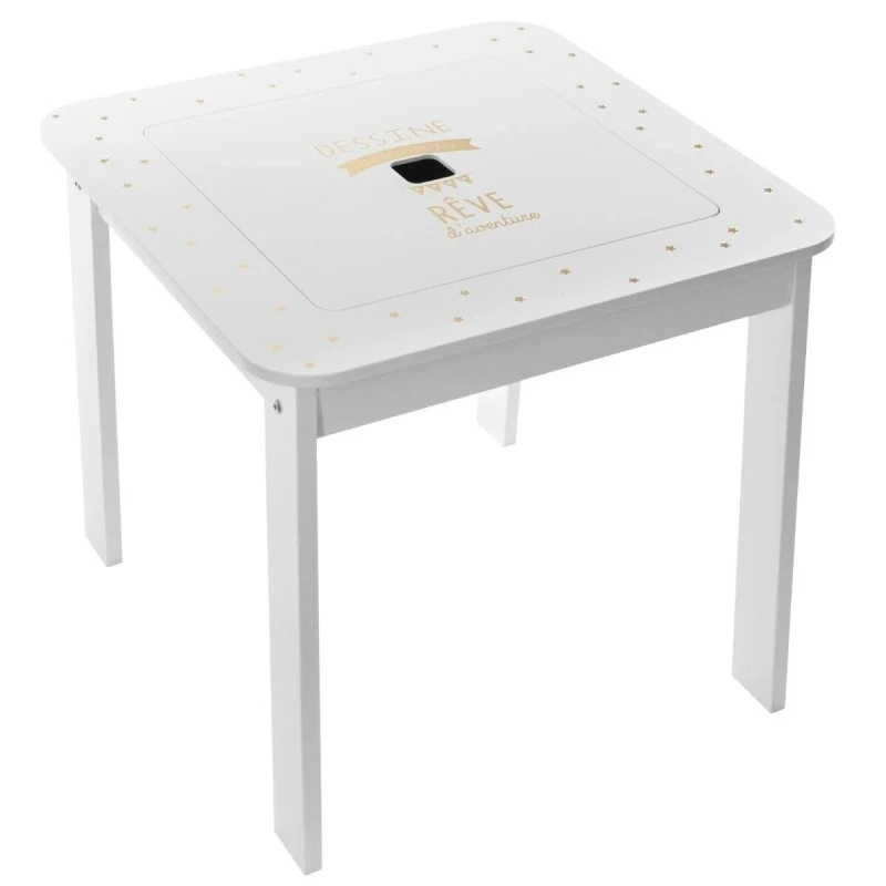 Ensemble Table + 2 Tabourets Enfant Blanc Doré Dream Atmosphera 3 Ensemble Table + 2 Tabourets Enfant Blanc Doré Dream Atmosphera – Image 3
