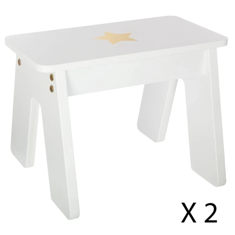Ensemble Table + 2 Tabourets Enfant Blanc Doré Dream Atmosphera 4 Ensemble Table + 2 Tabourets Enfant Blanc Doré Dream Atmosphera – Image 4