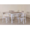 Ensemble Table + 4 Chaises Métal Blanc Et Effet Bois Clair -ATMOSPHERA Soldes Boutique ensemble table 4 chaises metal blanc et effet bois clair