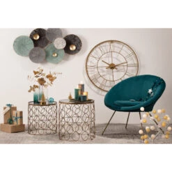 Fauteuil Evan Canard Piètement Doré Atmosphera -ATMOSPHERA Soldes Boutique fauteuil evan canard pietement dore atmosphera 1 3