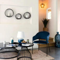 Fauteuil Velours Bleu Siron Atmosphera -ATMOSPHERA Soldes Boutique fauteuil velours bleu atmosphera 1