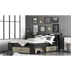 Demeyere Lit 140x190 Cm Pocket Naturel Et Noir -ATMOSPHERA Soldes Boutique lit 140x190 cm pocket naturel et noir 2