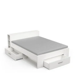 Demeyere Lit 140x190 Cm Pocket Blanc -ATMOSPHERA Soldes Boutique lit 2 places polly blanc 3