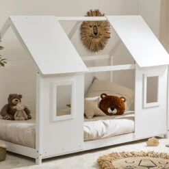 Lit Cabane Enfant Pin Blanc 90x190 Atmosphera -ATMOSPHERA Soldes Boutique lit cabane enfant pin blanc 90x190 atmosphera 1 1