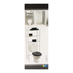 Devant -ATMOSPHERA Soldes Boutique meuble de dessus wc 3 tablettes metal blanc 1