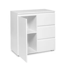 Meuble De Rangement 1 Porte 3 Tiroirs Blanc -ATMOSPHERA Soldes Boutique meuble de rangement 1 porte 3 tiroirs blanc image 1 4