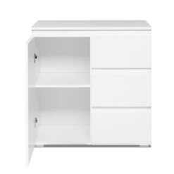 Meuble De Rangement 1 Porte 3 Tiroirs Blanc -ATMOSPHERA Soldes Boutique meuble de rangement 1 porte 3 tiroirs blanc image 1 5