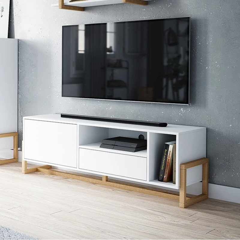 Meuble TV 2 Portes 2 Niches Oslo Blanc 2 Meuble TV 2 Portes 2 Niches Oslo Blanc – Image 2