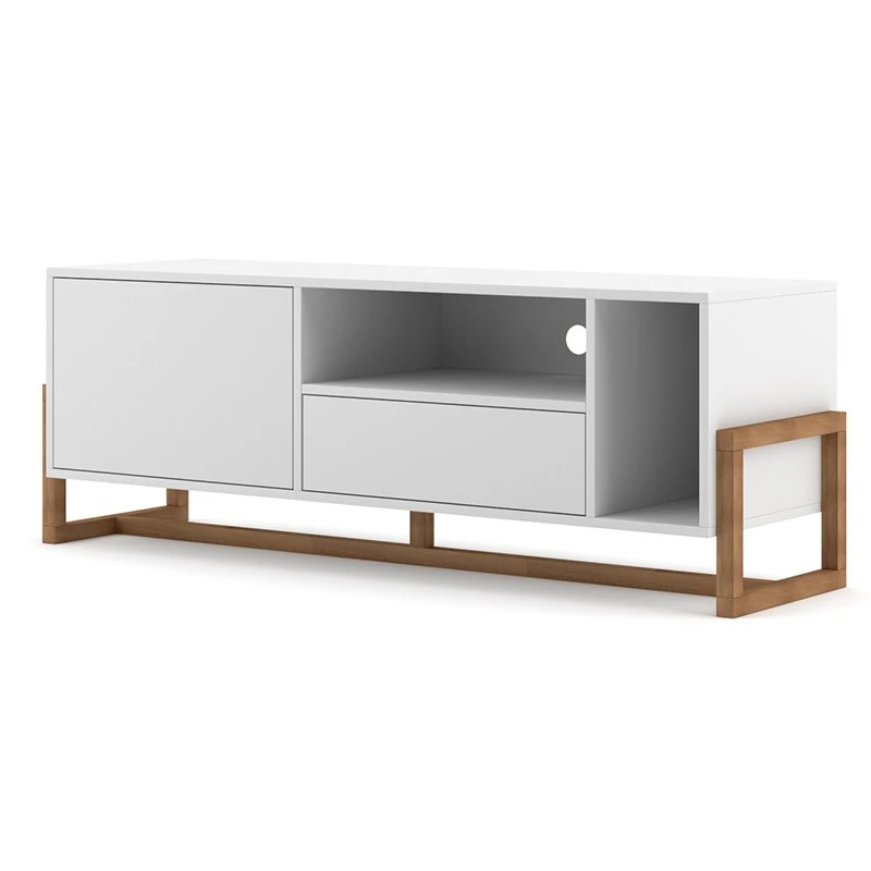 Meuble TV 2 Portes 2 Niches Oslo Blanc 1 Meuble TV 2 Portes 2 Niches Oslo Blanc