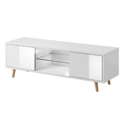 Meuble TV 2 Portes Sweden Blanc -ATMOSPHERA Soldes Boutique meuble tv 2 portes sweden blanc 1