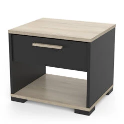 Demeyere Table De Chevet Izzy 1 Tiroir Noir Et Bois