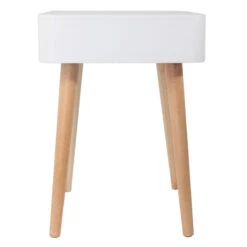 Table De Chevet Pieds Bois 1 Tiroir Blanc -ATMOSPHERA Soldes Boutique table de chevet pieds bois 1 tiroir blanc 2