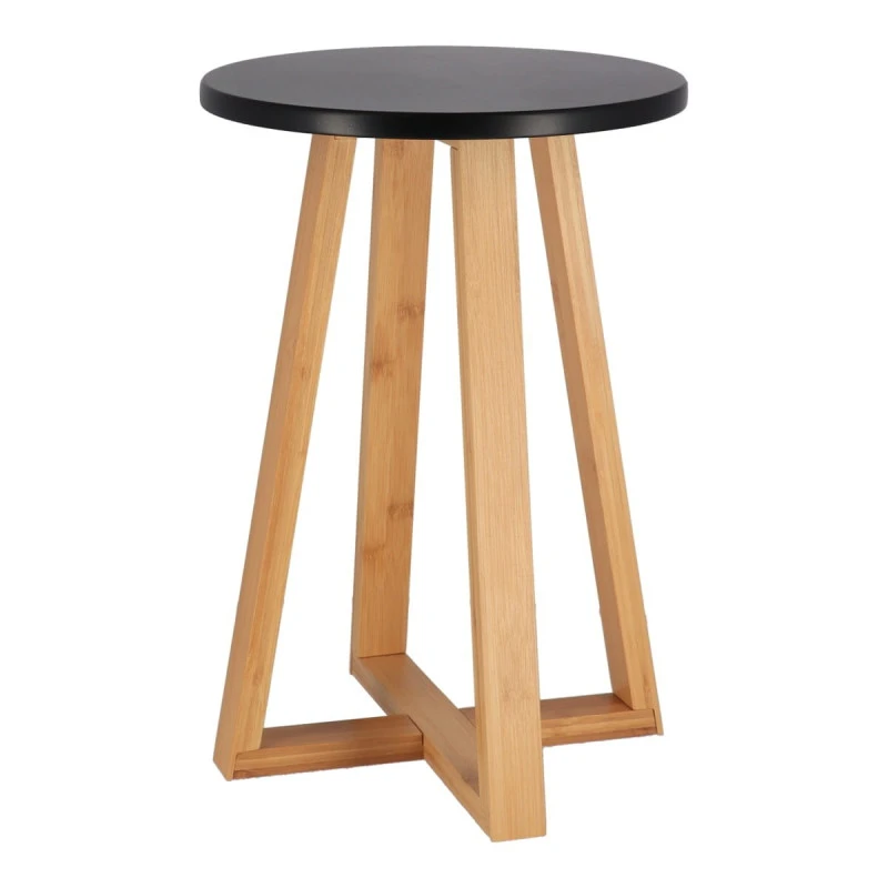 Tabouret Avec Pieds En Bambou & Plateau Noir 1 Tabouret Avec Pieds En Bambou & Plateau Noir