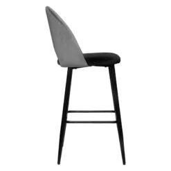 Tabouret De Bar Kara Velours Gris Atmosphera -ATMOSPHERA Soldes Boutique tabouret de bar kara velours gris atmosphera 1 3