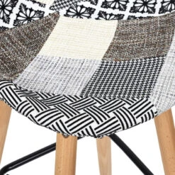 Devant -ATMOSPHERA Soldes Boutique tabouret de bar patchwork gris pieds bois 1