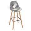 Tabouret De Bar Patchwork Gris Pieds Bois -ATMOSPHERA Soldes Boutique tabouret de bar patchwork gris pieds bois